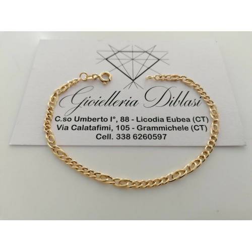 BRACCIALE Uomo Donna Unisex ORO GIALLO 18 Karati 750%/1000 Maglia CATENA Italia - 1