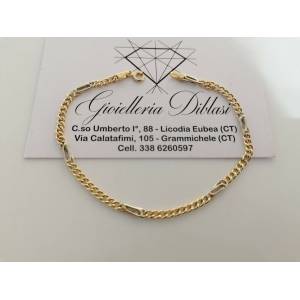 BRACCIALE Uomo Donna Unisex 18 Karati 750% In ORO GIALLO BIANCO Maglia Bicolore - 1