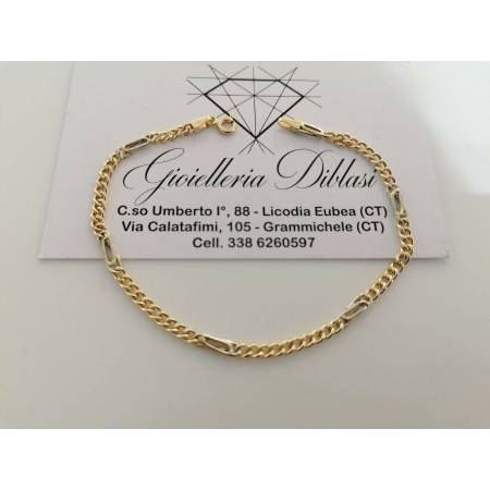 BRACCIALE Uomo Donna Unisex 18 Karati 750% In ORO GIALLO BIANCO Maglia Bicolore - 1