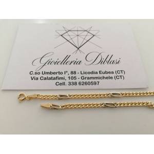 BRACCIALE Uomo Donna Unisex 18 Karati 750% In ORO GIALLO BIANCO Maglia Bicolore - 1 2