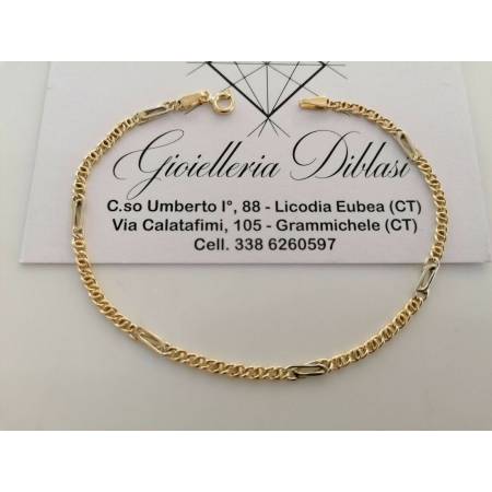 BRACCIALE Uomo Donna Unisex 18 Karati 750% In ORO GIALLO BIANCO Maglia Bicolore - 1