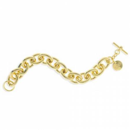 BRACCIALE UNOAERRE Donna Catena Con Ovali BRONZO Dorato Placcato Oro Giallo 24Kt - 1