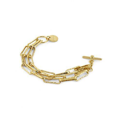 BRACCIALE UNOAERRE Donna Catena Multifilo BRONZO Dorato Placcato Oro Giallo 24Kt - 1
