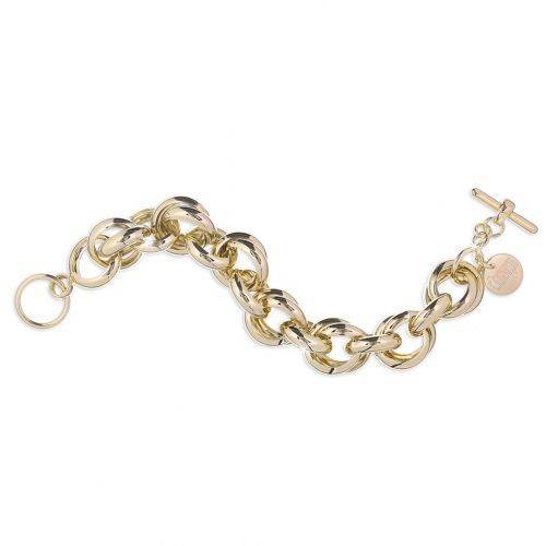 BRACCIALE UNOAERRE Donna Catena Tonda In BRONZO Dorato Placcato Oro Giallo 24 Kt - 1