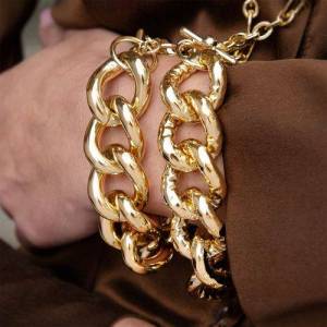 BRACCIALE UNOAERRE Donna Catena GRUMETTA BRONZO Dorato Placcato Oro Giallo 24 Kt - 1 2