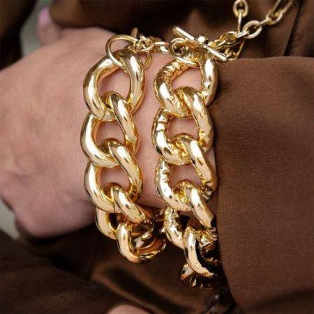 BRACCIALE UNOAERRE Donna Catena GRUMETTA BRONZO Dorato Placcato Oro Giallo 24 Kt - 2