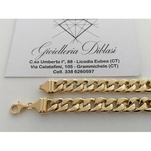 COLLANA Uomo Donna ORO GIALLO 18 Kt 750% Collier Double Face GRUMETTA Girocollo - 2