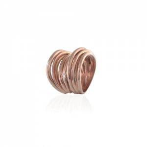 ANELLO UNOAERRE Vortice Argento 925% Rosato Fascia A Fili Placcato Oro ROSA 24KT - 1