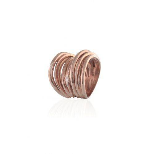 ANELLO UNOAERRE Vortice Argento 925% Rosato Fascia A Fili Placcato Oro ROSA 24KT - 1