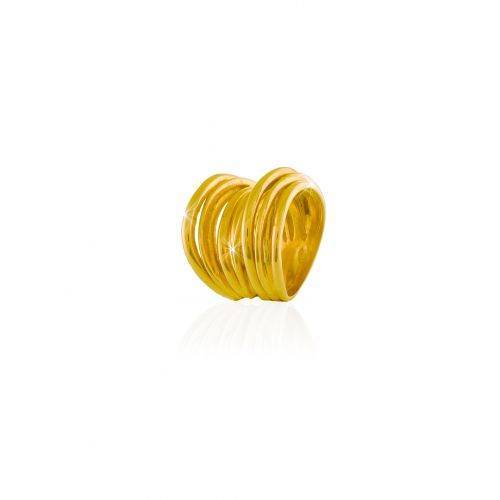 ANELLO UNOAERRE Vortice Argento 925% Dorato Fascia Fili Placcato Oro Giallo 24KT - 1