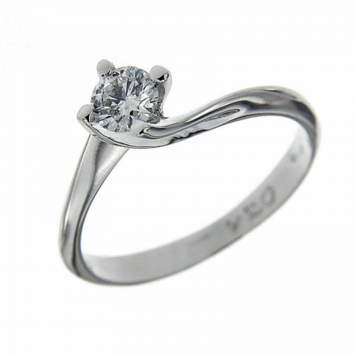 ANELLO SOLITARIO PG GIOIELLI VALENTINO DIAMANTE TAGLIO BRILLANTE G VS ORO BIANCO 18 KARATI  - 1