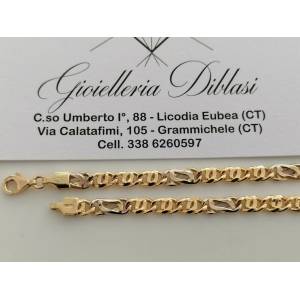 COLLANA Collier CATENA Girocollo ORO 18 KT 750% GIALLO BIANCO Maglia Uomo Donna - 1 2