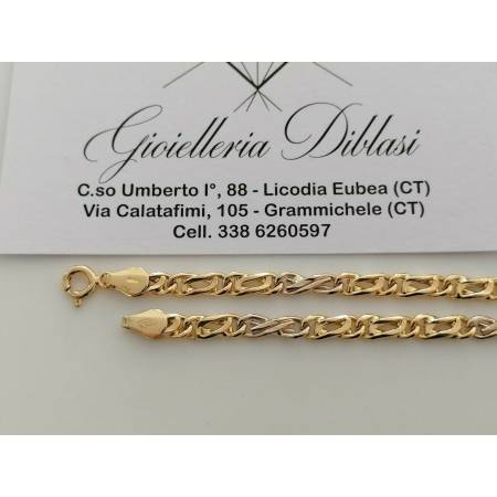 COLLANA Collier CATENA Girocollo ORO 18 KT 750% GIALLO BIANCO Maglia Uomo Donna - 2