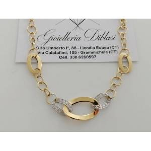 COLLANA Collier Girocollo Donna ORO 18 Karati 750% GIALLO BIANCO Catena Bicolore - 1