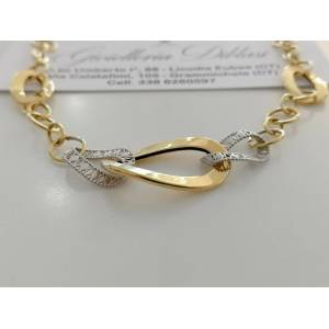 COLLANA Collier Girocollo Donna ORO 18 Karati 750% GIALLO BIANCO Catena Bicolore - 1 2