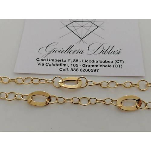 COLLANA Collier Girocollo Donna ORO 18 Karati 750% GIALLO BIANCO Catena Bicolore - 3