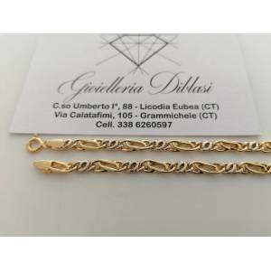 COLLANA ORO Bicolor GIALLO BIANCO 18 Kt 750% Catena GIROCOLLO Uomo Donna Collier - 1 2