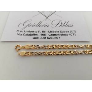BRACCIALE Uomo Donna Unisex ORO GIALLO BIANCO 18 Kt 750% Maglia Catena Bicolore - 1 2