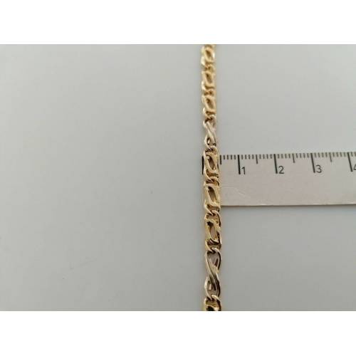 BRACCIALE Uomo Donna Unisex ORO GIALLO BIANCO 18 Kt 750% Maglia Catena Bicolore - 3