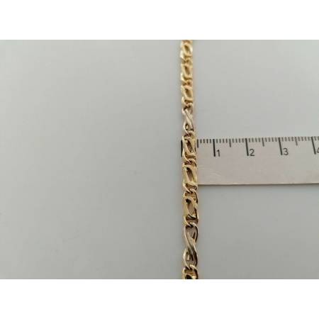 BRACCIALE Uomo Donna Unisex ORO GIALLO BIANCO 18 Kt 750% Maglia Catena Bicolore - 3