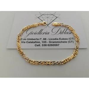 BRACCIALE ORO 18 Kt 750% Uomo Donna Unisex Bicolore GIALLO BIANCO Maglia Catena - 1