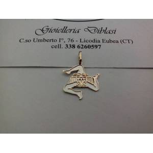 CIONDOLO PENDENTE TRINACRIA SICILIANA IN ORO GIALLO E ORO BIANCO (18 KT 750%) - 1