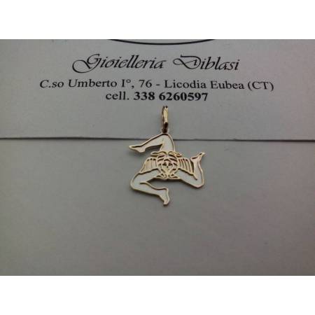 CIONDOLO PENDENTE TRINACRIA SICILIANA IN ORO GIALLO E ORO BIANCO (18 KT 750%) - 1