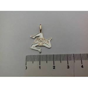 CIONDOLO PENDENTE TRINACRIA SICILIANA IN ORO GIALLO E ORO BIANCO (18 KT 750%) - 1 2