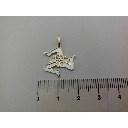 CIONDOLO PENDENTE TRINACRIA SICILIANA IN ORO GIALLO E ORO BIANCO (18 KT 750%) - 2