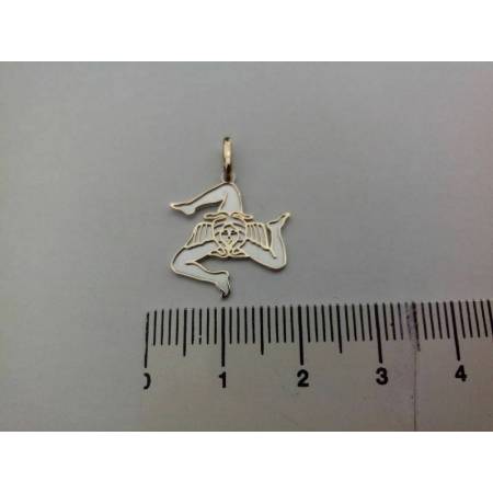 CIONDOLO PENDENTE TRINACRIA SICILIANA IN ORO GIALLO E ORO BIANCO (18 KT 750%) - 2