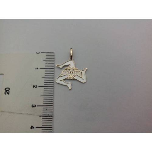 CIONDOLO PENDENTE TRINACRIA SICILIANA IN ORO GIALLO E ORO BIANCO (18 KT 750%) - 3