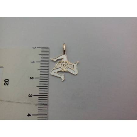 CIONDOLO PENDENTE TRINACRIA SICILIANA IN ORO GIALLO E ORO BIANCO (18 KT 750%) - 3