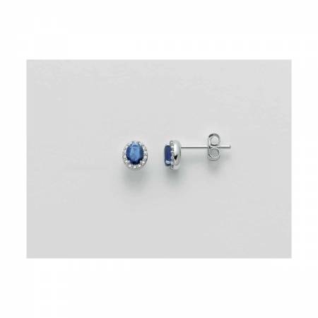 ORECCHINI MILUNA ZAFFIRO E DIAMANTI In Oro Bianco 18 KT 750%/1000 ERD2387 - 1