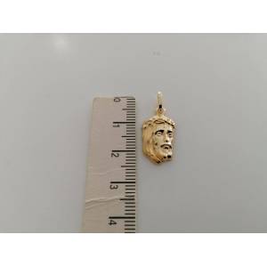 CIONDOLO MEDAGLIA Oro Giallo 18 Kt 750% VOLTO DI CRISTO Pendente Made In Italy - 1 2
