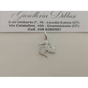 CIONDOLO PENDENTE TRINACRIA SICILIANA IN ORO BIANCO 18kt 750% Made in Italy - 1