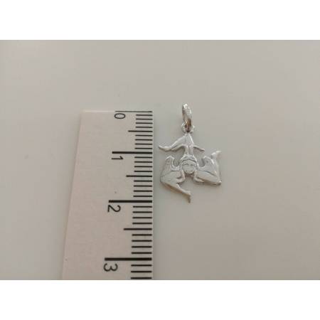 CIONDOLO PENDENTE TRINACRIA SICILIANA IN ORO BIANCO 18kt 750% Made in Italy - 2