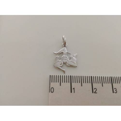 CIONDOLO PENDENTE TRINACRIA SICILIANA IN ORO BIANCO 18kt 750% Made in Italy - 3