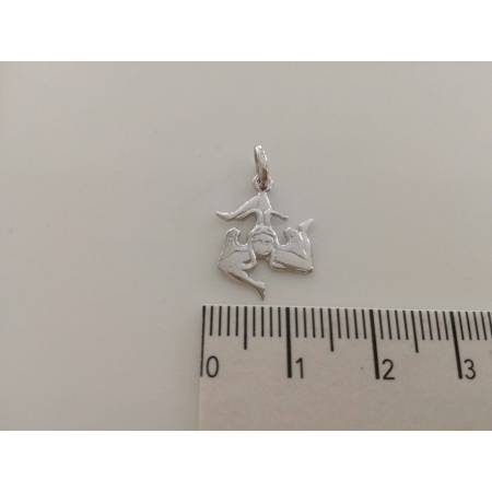CIONDOLO PENDENTE TRINACRIA SICILIANA IN ORO BIANCO 18kt 750% Made in Italy - 3