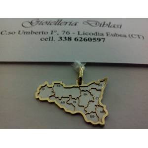 CIONDOLO SICILIA IN ORO BIANCO E ORO GIALLO 18kt 750% Made in Italy - 1