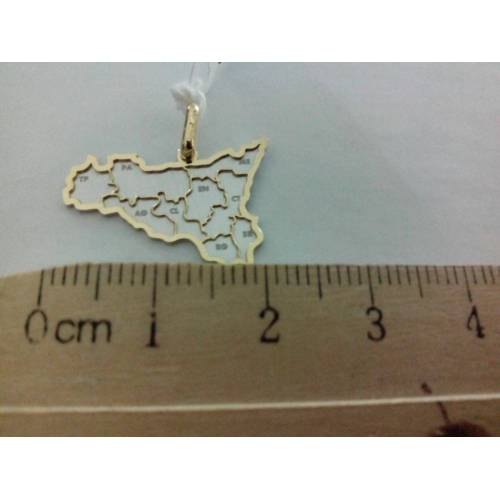 CIONDOLO SICILIA IN ORO BIANCO E ORO GIALLO 18kt 750% Made in Italy - 3
