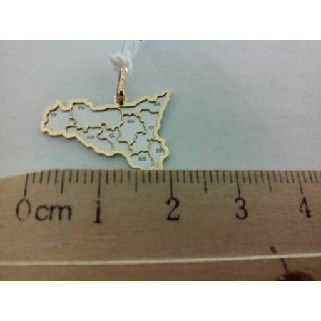 CIONDOLO SICILIA IN ORO BIANCO E ORO GIALLO 18kt 750% Made in Italy - 3