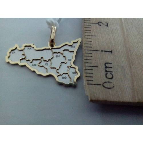 CIONDOLO SICILIA IN ORO BIANCO E ORO GIALLO 18kt 750% Made in Italy - 4