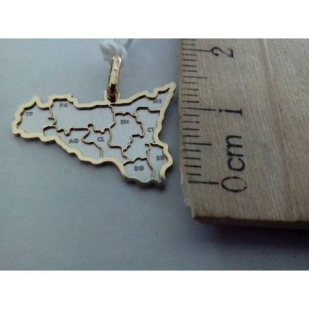 CIONDOLO SICILIA IN ORO BIANCO E ORO GIALLO 18kt 750% Made in Italy - 4
