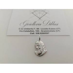 MEDAGLIA CIONDOLO Pendente Volto PADRE PIO ORO BIANCO 18 Karati 750%/1000 Unisex - 1
