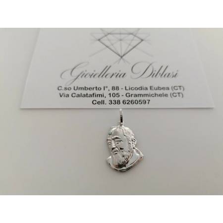 MEDAGLIA CIONDOLO Pendente Volto PADRE PIO ORO BIANCO 18 Karati 750%/1000 Unisex - 1