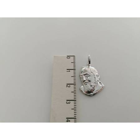 MEDAGLIA CIONDOLO Pendente Volto PADRE PIO ORO BIANCO 18 Karati 750%/1000 Unisex - 2
