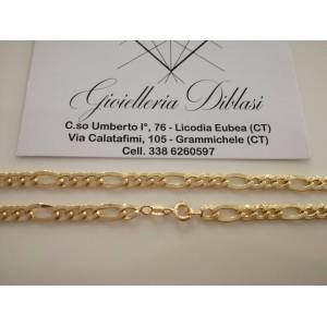 COLLANA ORO GIALLO 18 Karati 750% Uomo Donna Unisex CATENA Maglia 3+1 Collier - 1 2