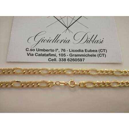 COLLANA ORO GIALLO 18 Karati 750% Uomo Donna Unisex CATENA Maglia 3+1 Collier - 2