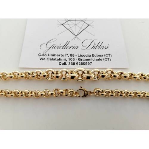COLLANA In ORO GIALLO 18 Karati 750% Donna COLLIER Maglia Catena ROLO' Girocollo - 2