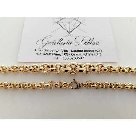 COLLANA In ORO GIALLO 18 Karati 750% Donna COLLIER Maglia Catena ROLO' Girocollo - 2